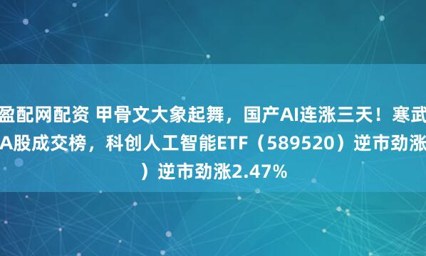 盈配网配资 甲骨文大象起舞，国产AI连涨三天！寒武纪登顶A股成交榜，科创人工智能ETF（589520）逆市劲涨2.47%